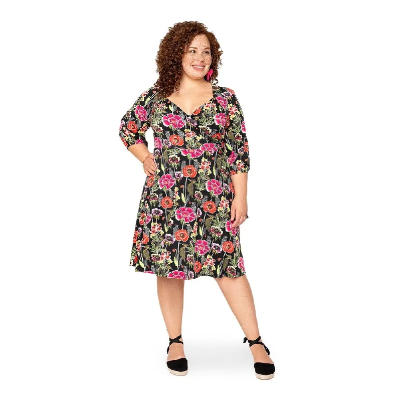 Street Fashion Leota Curve Sweetheart Becca Dress Garden Party Black Multi
