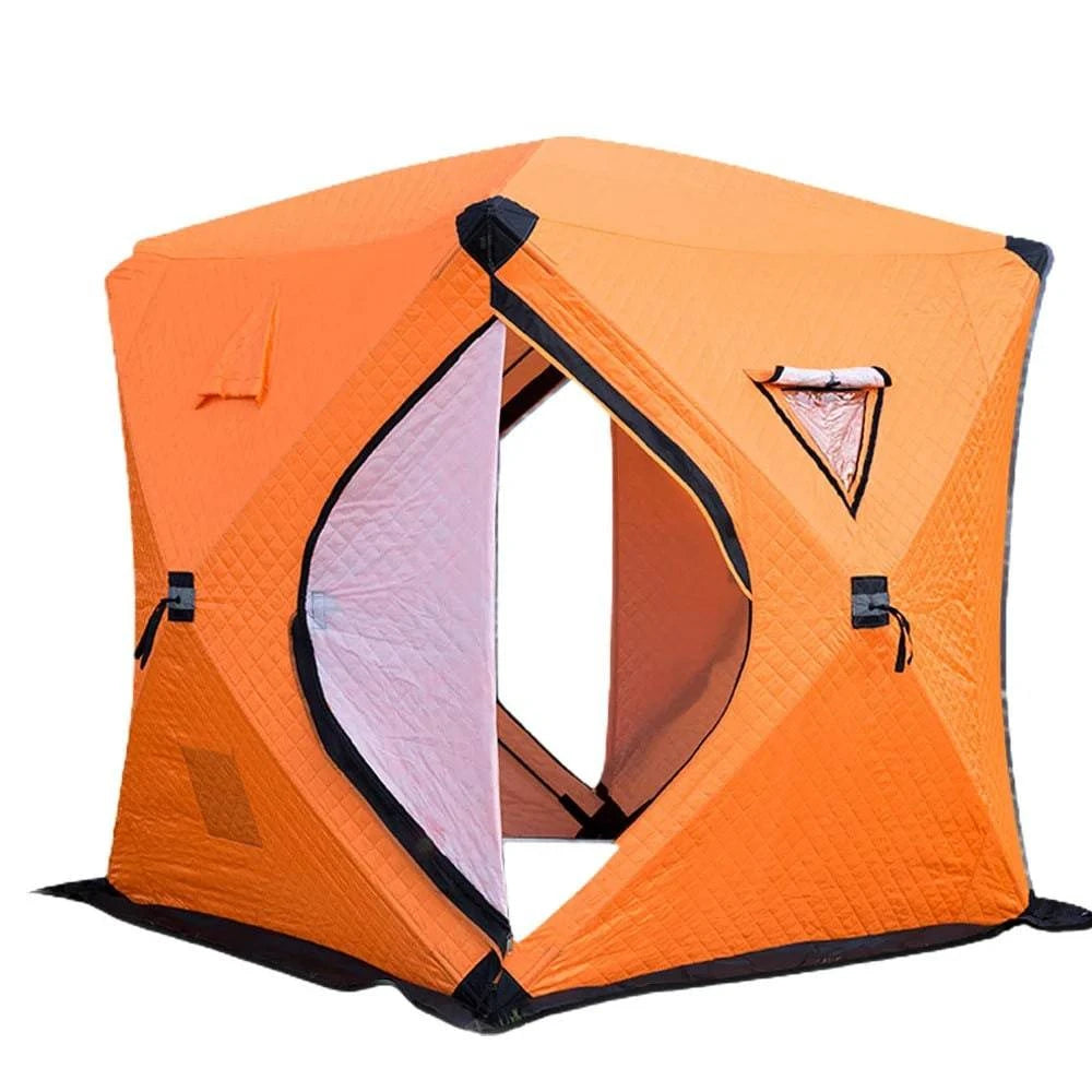 Cool Summer Portable Winter Ice Fishing Tent Outdoor Winter Camping Tent Thickened Warm Three-layers Cotton Shelter Waterproof Windproof