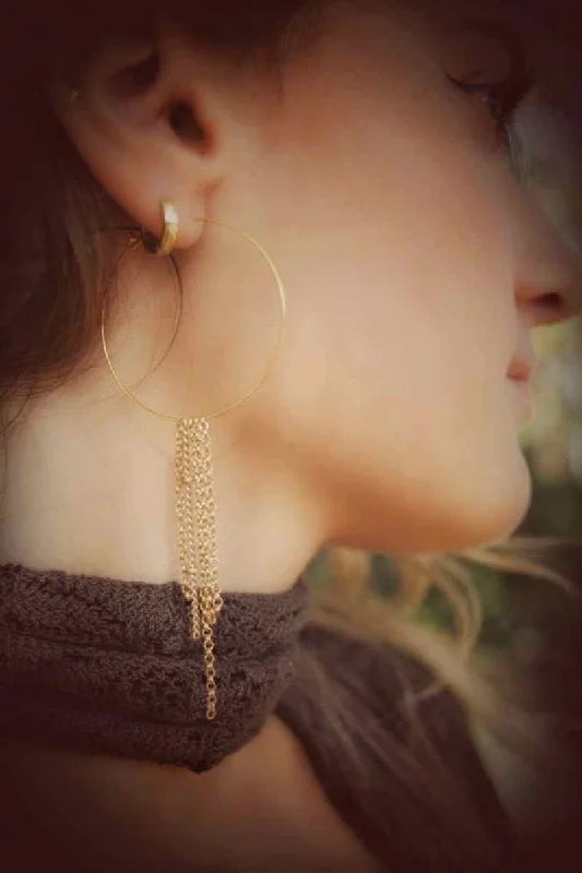 Design And Tailoring Soul Sister - Endless Hoop Earrings - 18KT gold chain
