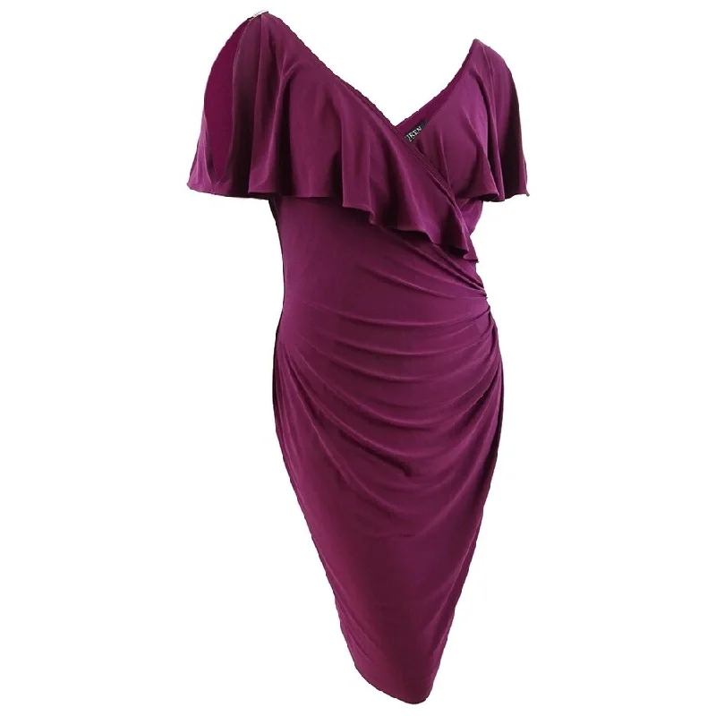 Cozy Shirts Lauren Ralph Lauren Women's Rhinestone-Pin Ruffled Jersey Dress