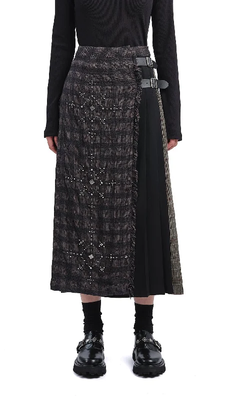 Breezy Style Checker Studs Hostess Skirt