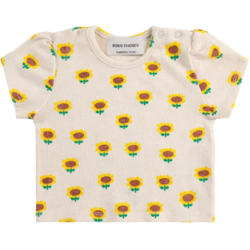 Sports Fashion Bobo Choses Beige Sunflower All Over Balloon Sleeve T-Shirt