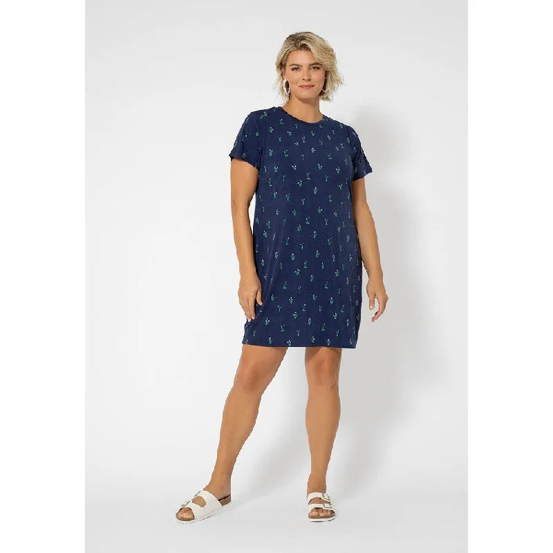 Moisture wicking Leota Women's Print Short Sleeve T-Shirt Dress Blue