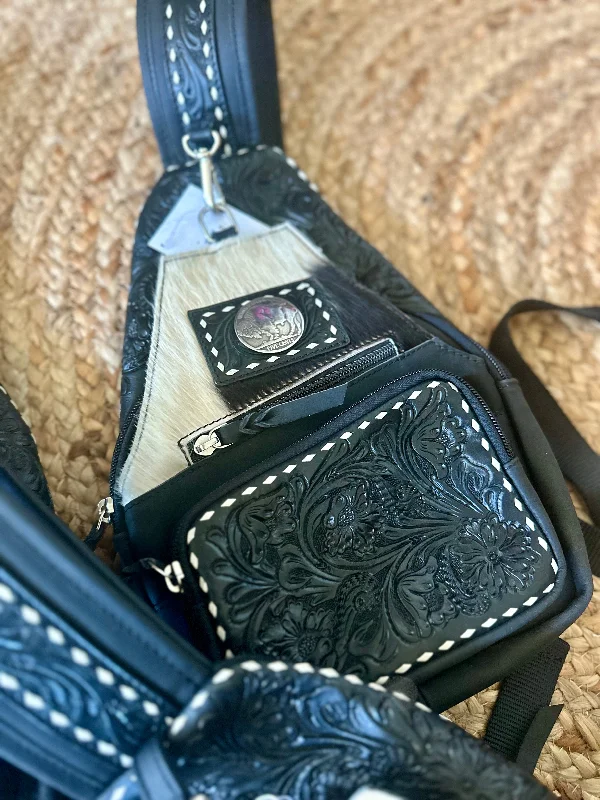 Cozy Chic Leather Tooled Backpack - medium