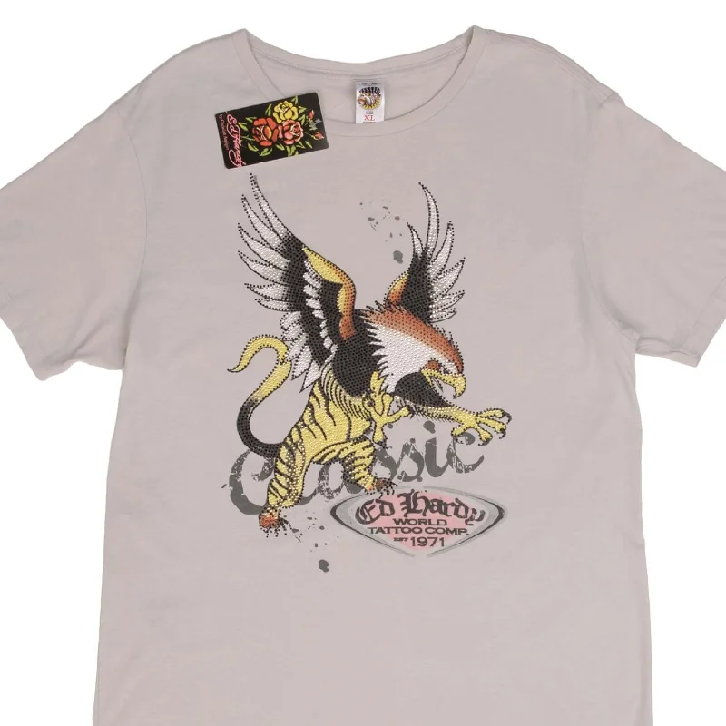 VINTAGE ED HARDY RHINESTONES TEE SHIRT 2000S SIZE MEDIUM DEADSTOCK