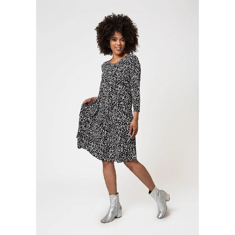Sports Yoga Style Leota Women's 3/4 Sleeve Melanie Dress In Graphic Gardenia White