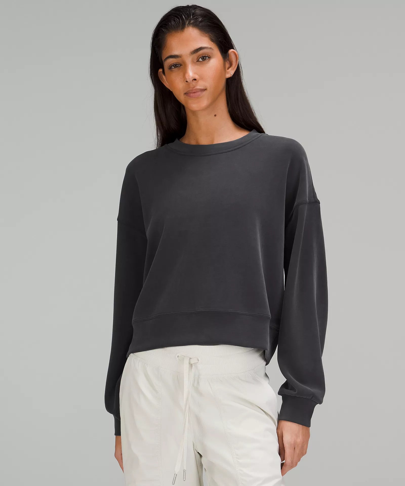 Warm Comfort Softstreme Perfectly Oversized Cropped Crew | Black