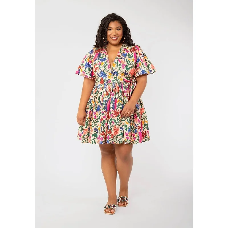 Simple research Leota Alena Floral Mini Dress Multi Beige Size Xx-Large