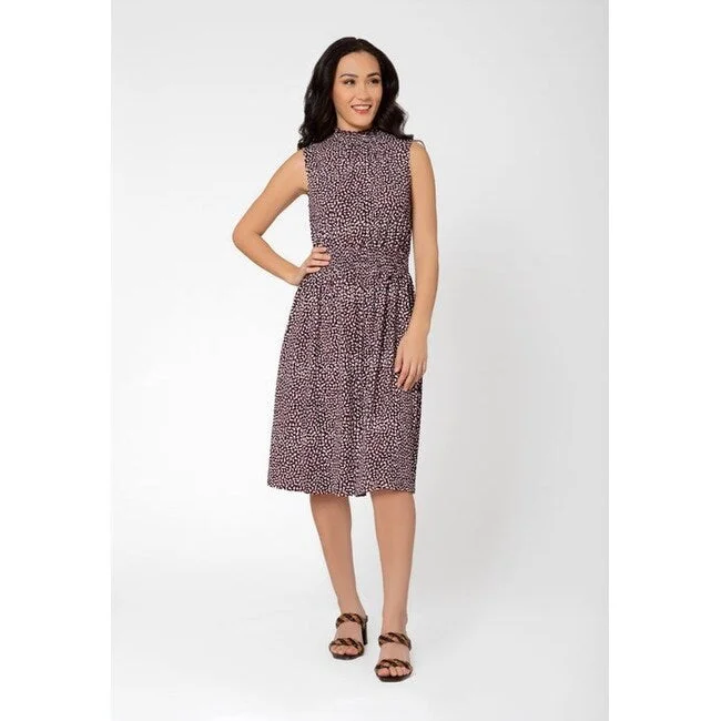 Bottom And Versatile Leota Women's Samantha Sleeveless Mock Neck Dress Purple