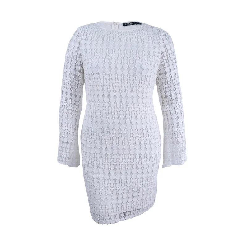 Casual Elegance Lauren Ralph Lauren Women's Cushine Geometric Lace Dress (6, White)