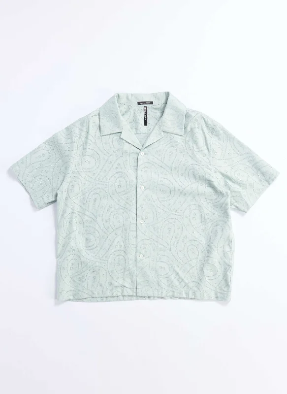 Casual Elegance Dyed Cotton Leno Open Collar Short Sleeve Shirt
