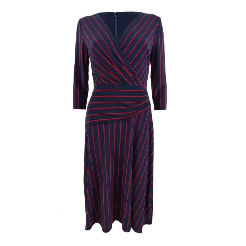 Outdoor Trend Lauren Ralph Lauren Women's Striped Jersey Dress (2, Navy/Red)