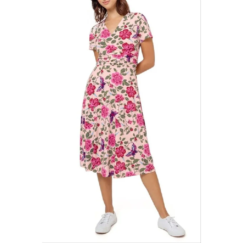 Windbreaker fashion Leota Women's Amiya Floral Midi Dress Pink Size Medium