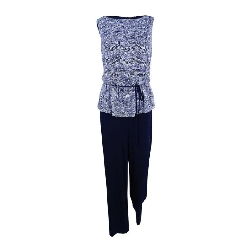 Relaxed Fit Connected Women's Printed Peplum Jumpsuit