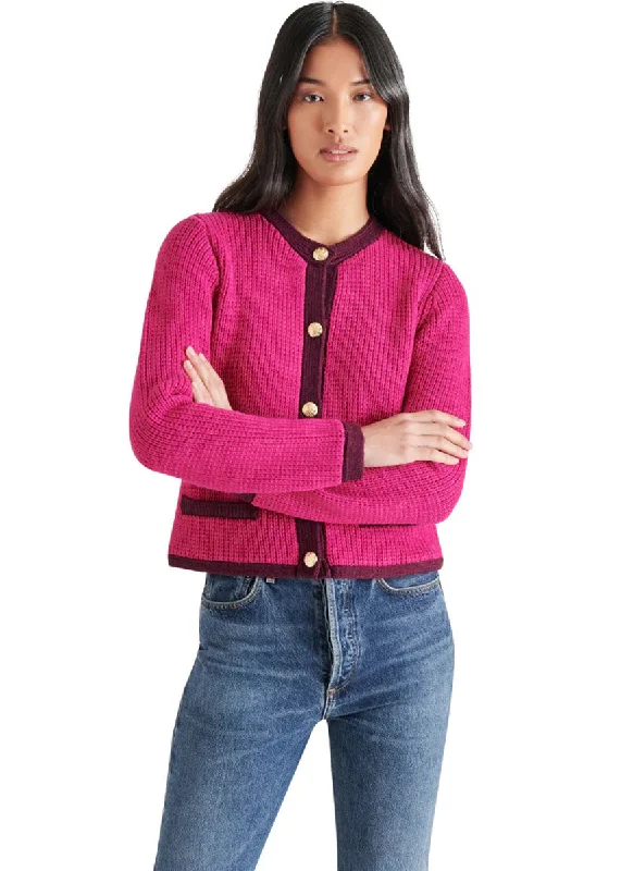 Retro Stripes Fantino Sweater Jacket - Fuschia