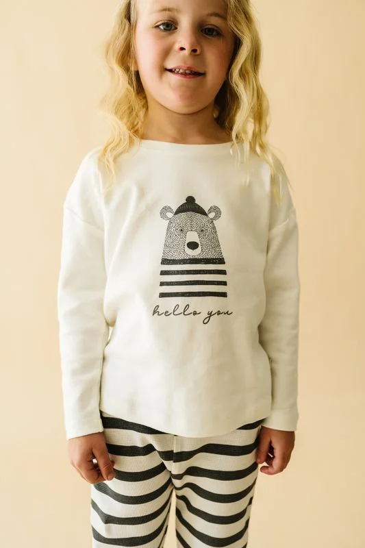 Trendy And Casual Organic Long Sleeve Tee & Pant Set | Hello You