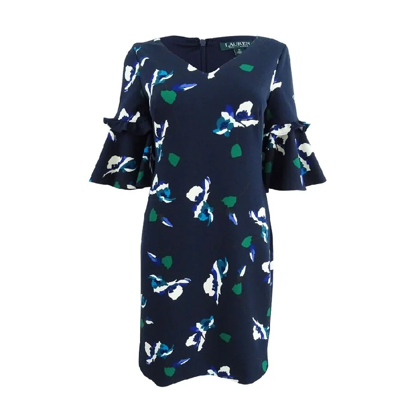Fashionable Prints Lauren by Ralph Lauren Women's Crepe Bell-Sleeve Dress