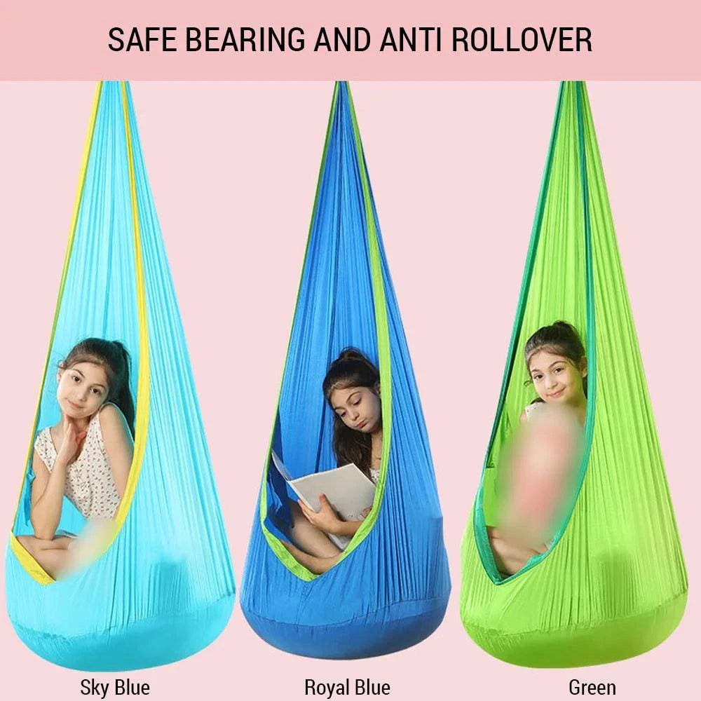 Fashionable Ease Hanging Pods Swing for Kids Hammock Chair Child Swing Hammock Chair with Inflatable Cushion for Indoor and Outdoor Use