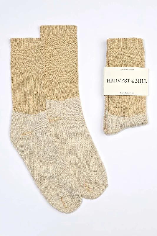 Advanced Design Women's Organic Cotton Socks Tan-Green Crew