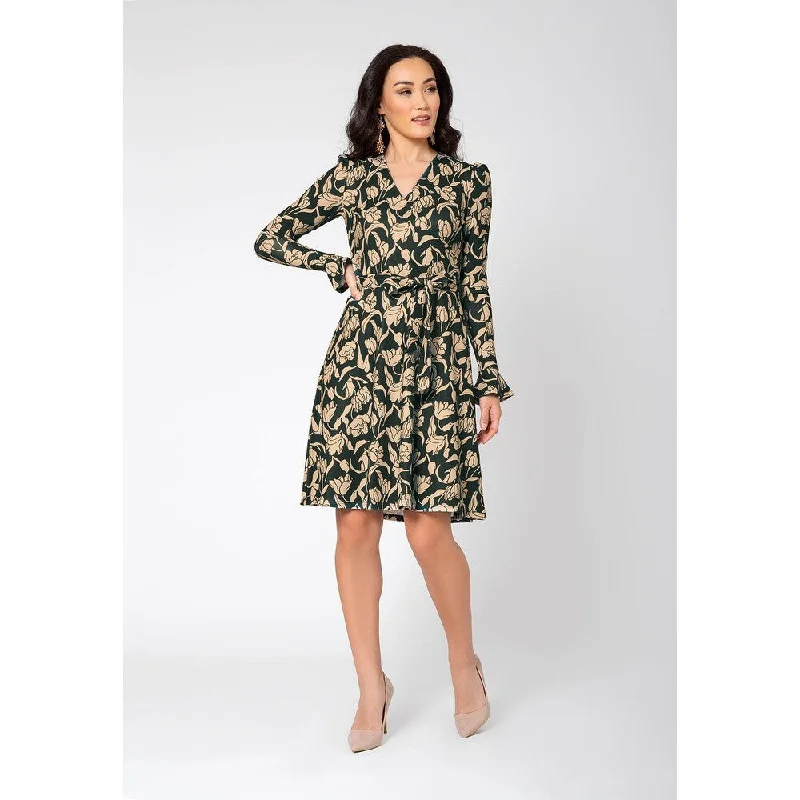 Fashionable sports Leota Women's Long Puff Sleeve Rosalia Wrap Dress Black