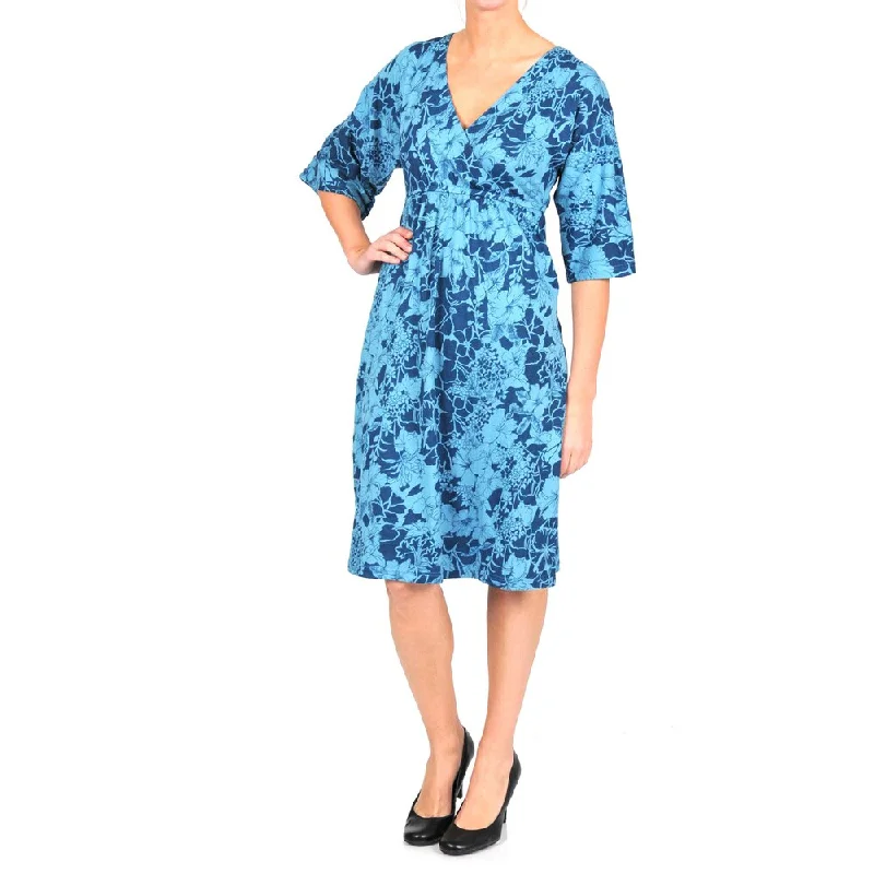 Elegant Temperament La Cera Women's 3/4-length Sleeve V-neck Caftan Dress