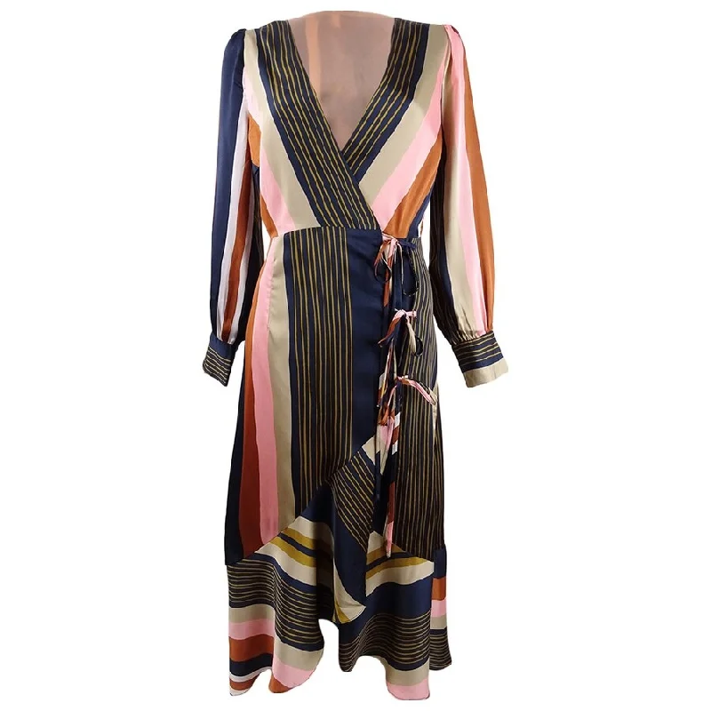 Versatile Wear Foxiedox Women's Striped Faux-Wrap Dress
