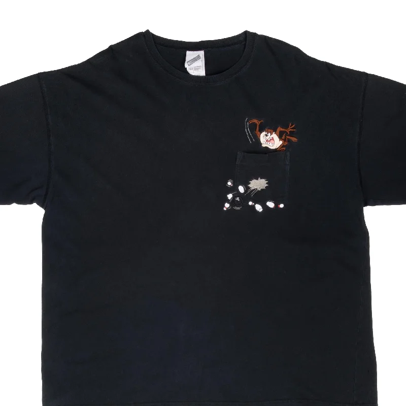 New Season Series VINTAGE LOONEY TUNES TAZ BOWLING EMBROIDERED POCKET TEE SHIRT 1990S 2XL