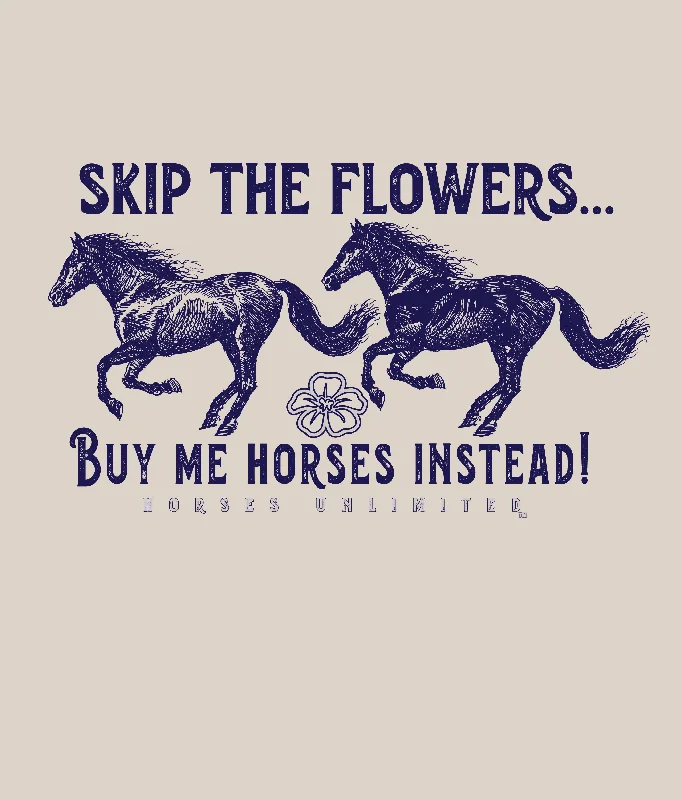 Classic Style Women's Horses Unlimited Skip Flowers T-Shirt #UH-7685