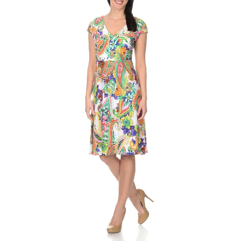 Fresh And Capable La Cera Women's Paisley Floral Printed Cross-over Front Dress