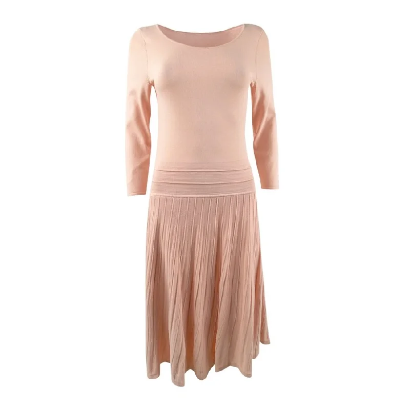 Printed Patterns Lauren Ralph Lauren Women's Three-Quarter-Sleeve Jersey Dress (M, Pale Pink)