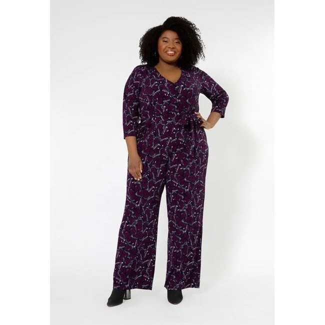 Casual And Casual Leota Women's Leia V-Neck Jumpsuit (Curve) Purple Size 3X