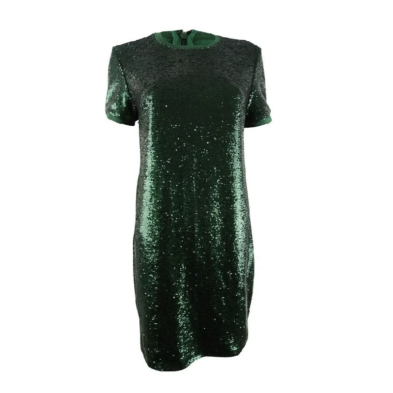 Youthful Vitality Lauren by Ralph Lauren Women's Sequin T-Shirt Dress (4, Hunter)