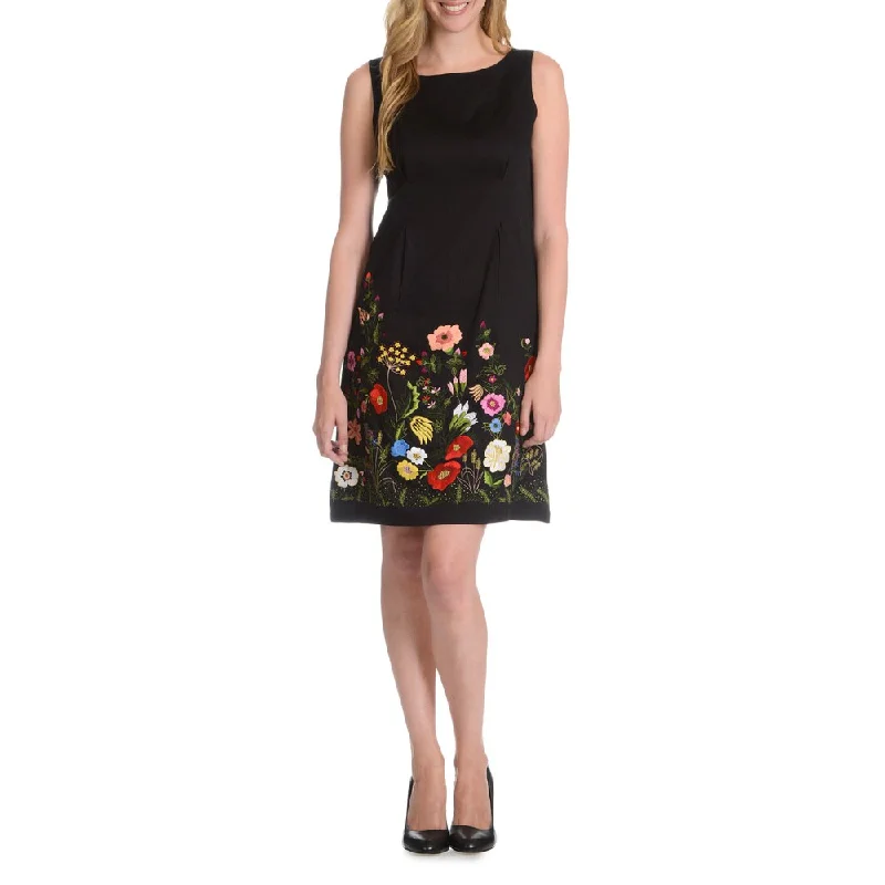Spiritual Vitality La Cera Women's Floral Embroidered Front Sheath Dress