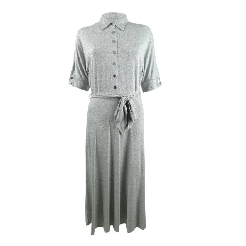 Lounge Wear Lauren by Ralph Lauren Women's Jersey Shirtdress (M, Grey Heather)