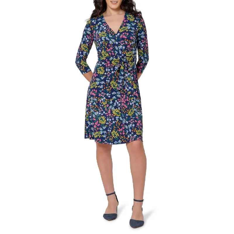 Sports Vitality Style Leota Women's Perfect Long Sleeve Faux Wrap Dress Purple Size Medium