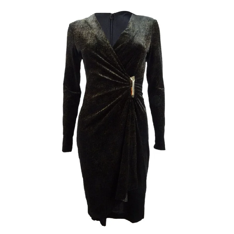 Energy Wear Calvin Klein Women's Velvet Draped Wrap Dress