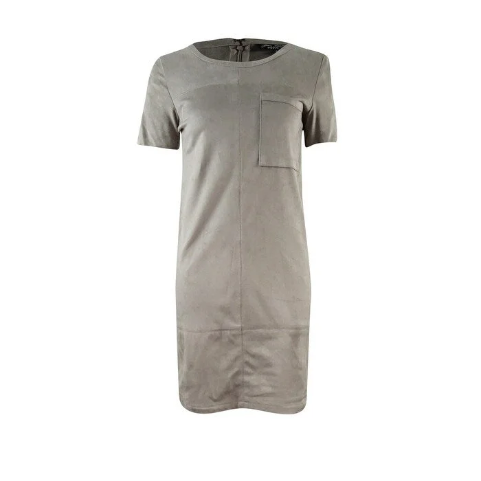 Personal Design Allen B By Allen Schwartz Women's Suede Short Sleeves Shirt Dress (S, Safari)