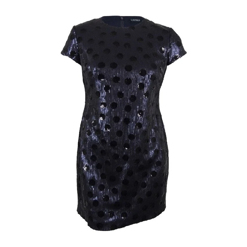 Autumn Selection Lauren Ralph Lauren Women's Polka Dot Sequined Dress (0, Navy/Black)