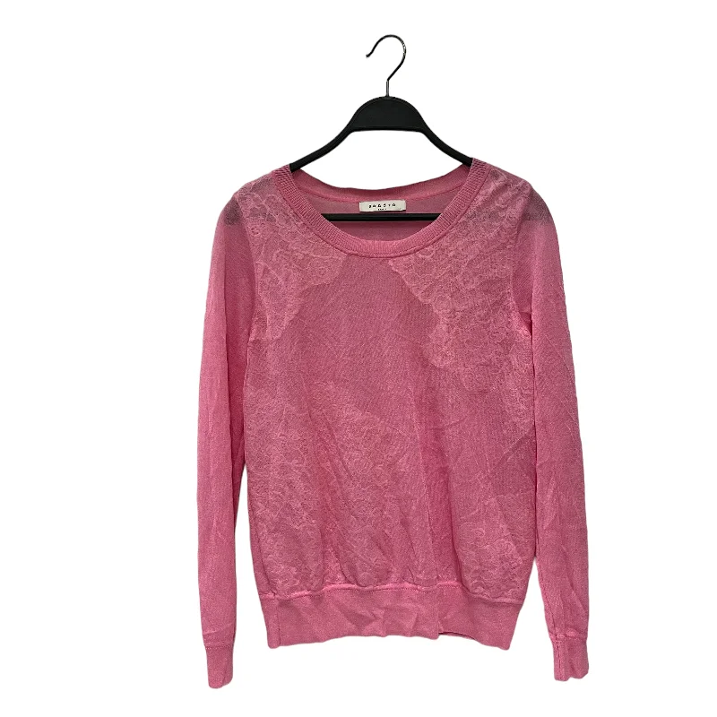 Modern Comfort Sandro Paris/LS T-Shirt/M/PNK/Viscose Lace Scoop Neck Blouse