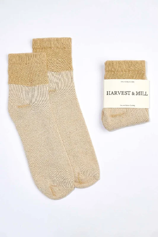 Warm Comfort Women's Organic Cotton Socks Tan-Green Ankle