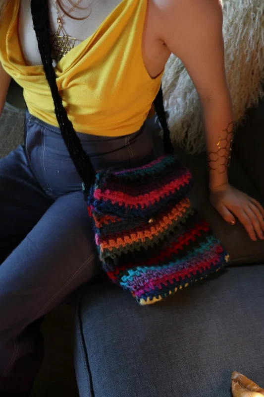 High waist design One of a Kind Crochet Bag - Carol Meyer Crochet Originals - multi colour