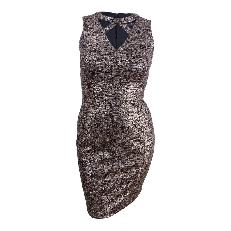 Retro Skirt Design Guess Women's Sleeveless Cutout Sheath Dress (4, Black/Gold)