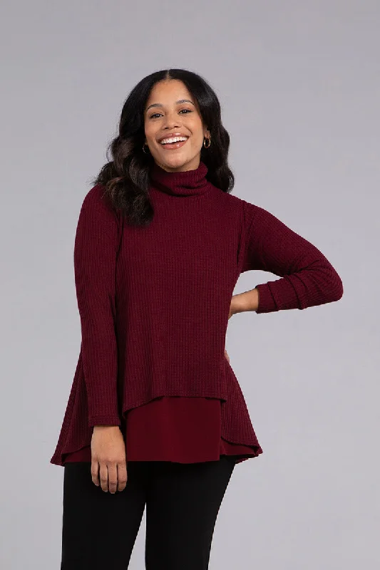 Street Style Suit Split Back Waffle Sweater | Bloodstone