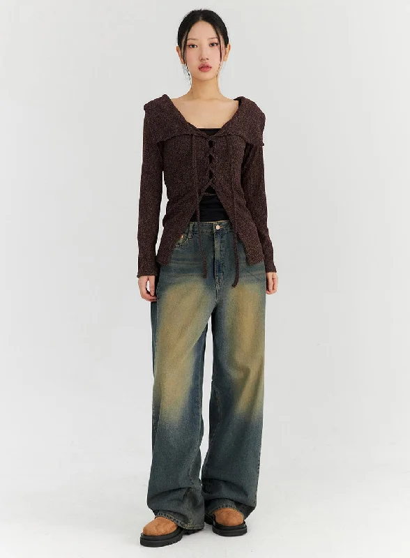 Soft Style Washed Wide Leg Jeans CN315