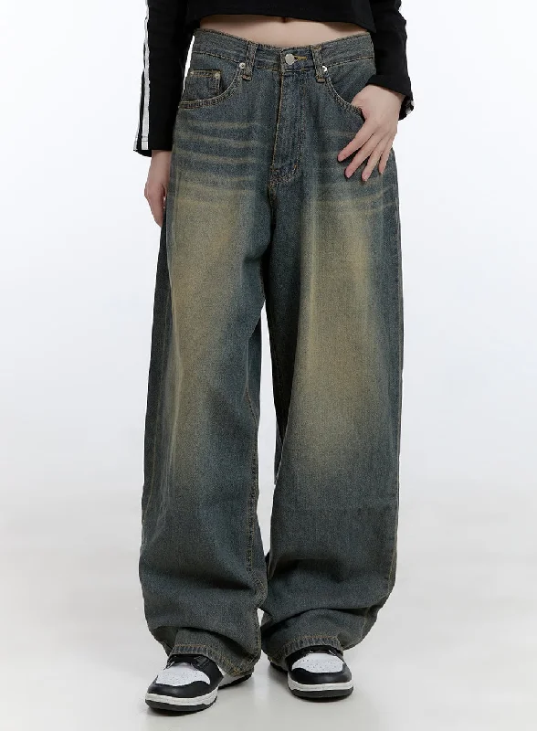 French Style Edna Washed Baggy Denim Jeans CG413