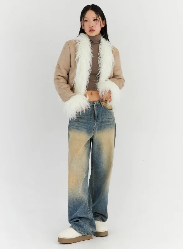 Chic Comfort Light Washed Straight Leg Denim Jeans CN314