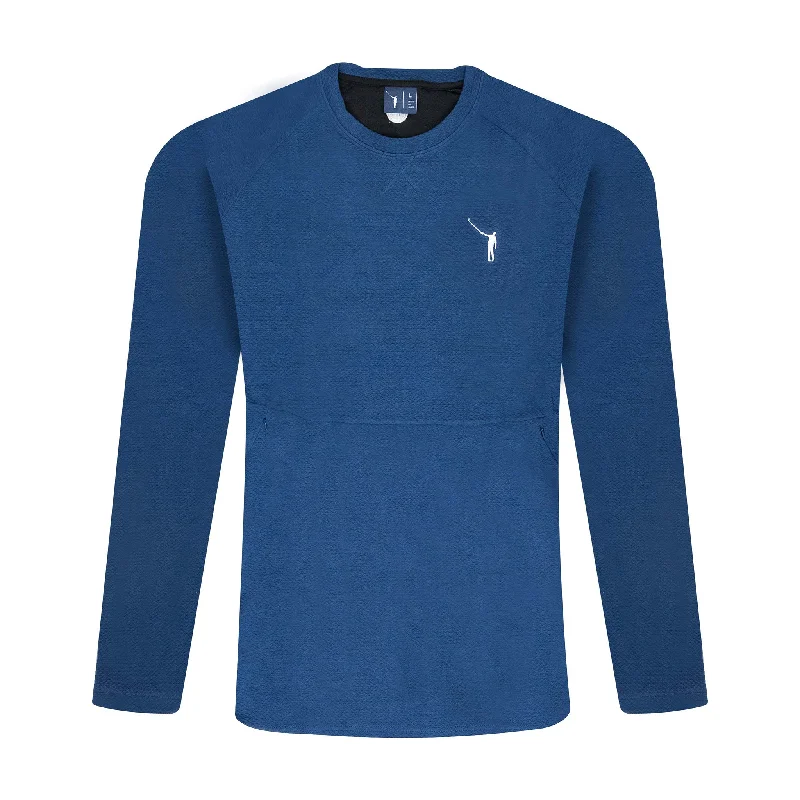 Sports Style No Laying Up Textured Crew Neck Pullover | Navy