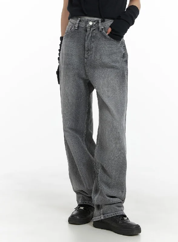 Youthful Vitality Light Washed Baggy Straight Jeans CM427