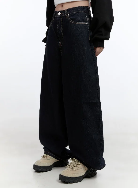 High-waisted pants style Nori Roomy Fit Denim with Stitch CS406