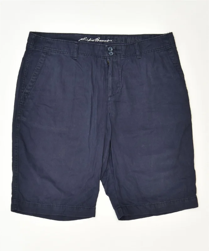 Classic Retro EDDIE BAUER Womens Chino Shorts US 14 2XL W36 Navy Blue Cotton Classic